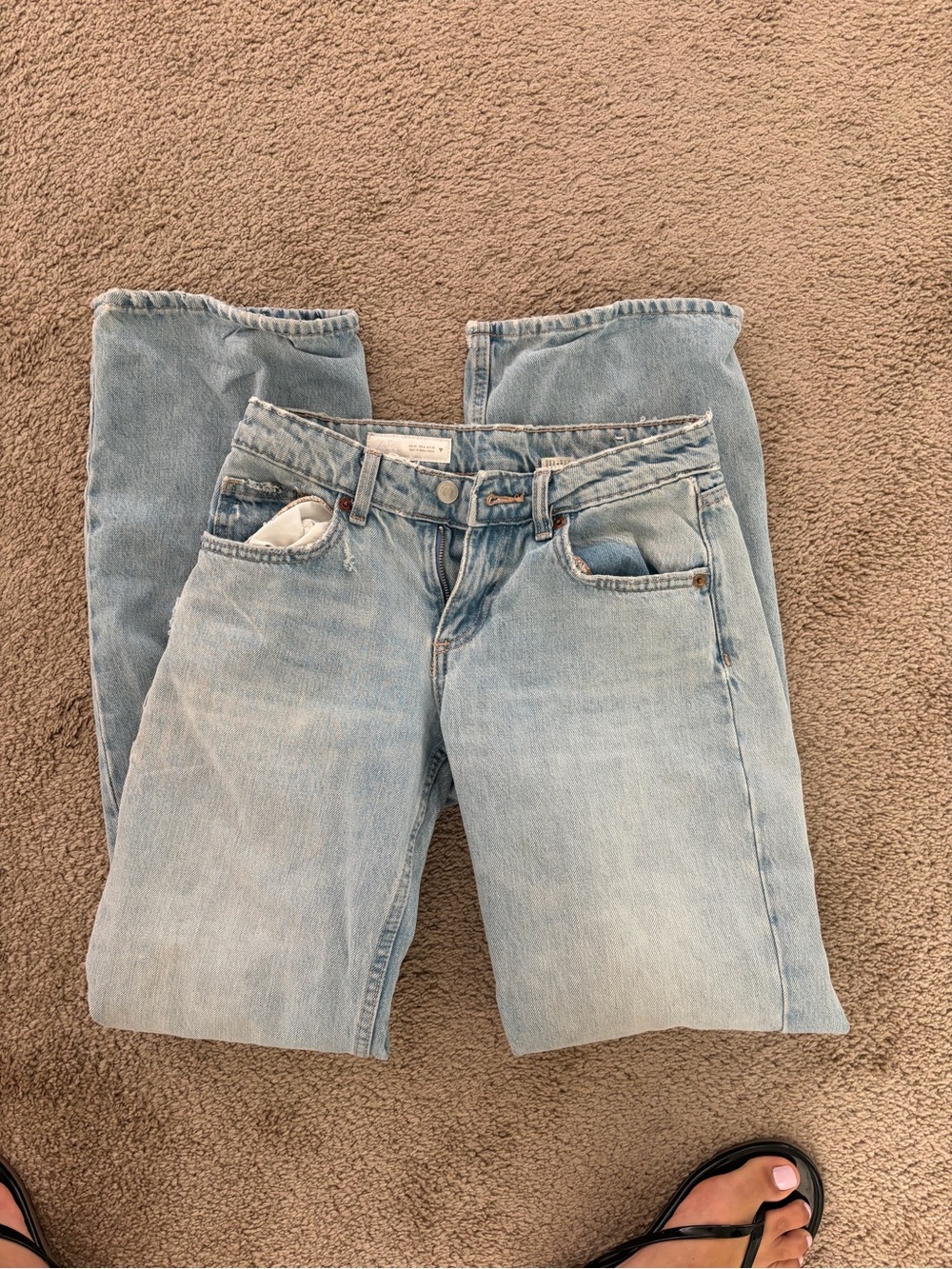 Zara Light Blue low rise wide Leg Jeans